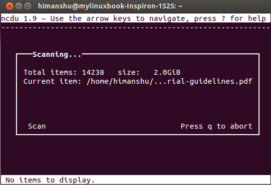 ncdu-基于Ncurses的磁盘实用工具