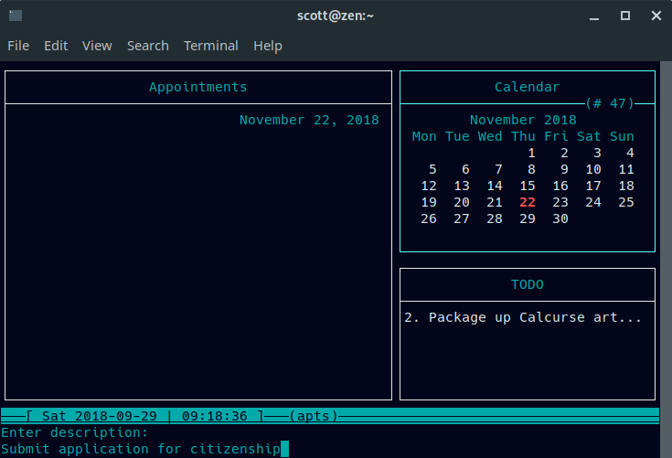 使用 Calcurse 在 Linux 命令行中组织任务