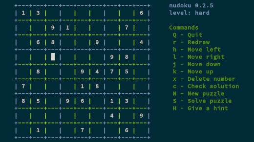 在 Linux 命令行中使用 nudoku 解决谜题