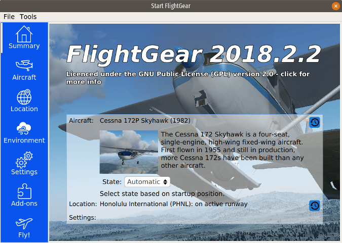 使用 FlightGear 翱翔天空