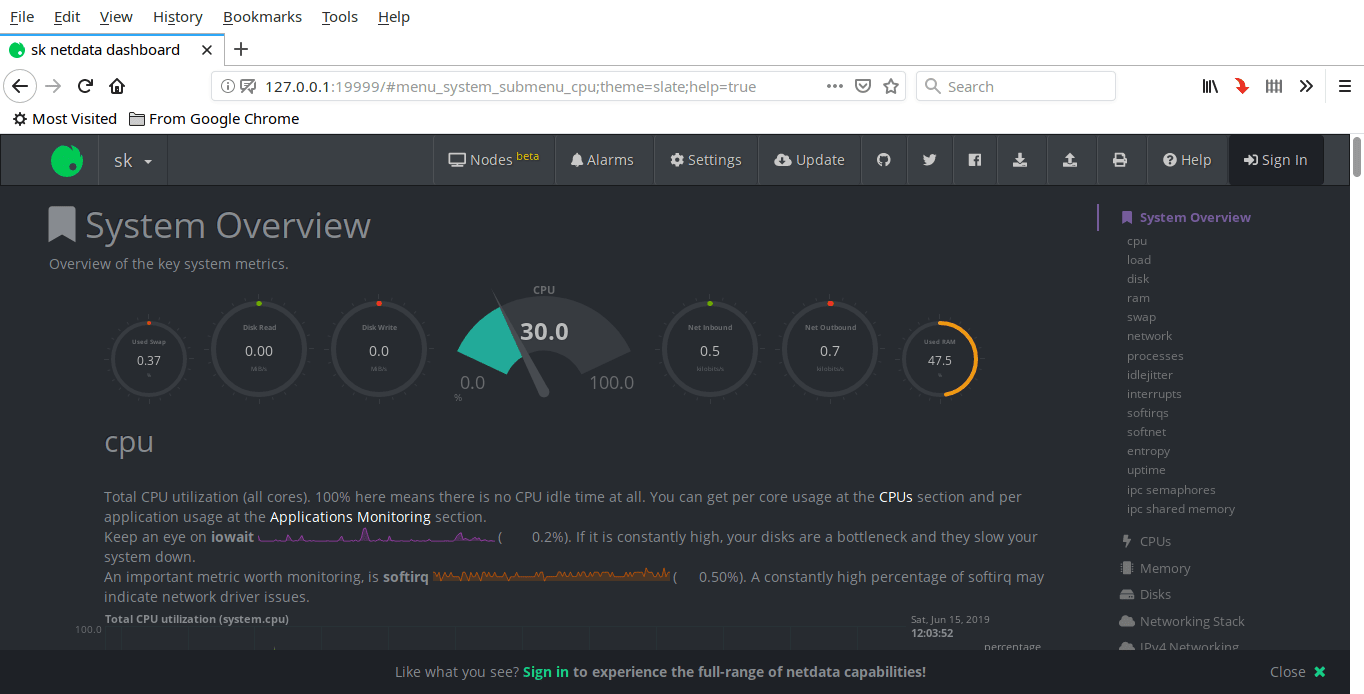 在 Linux 上安装 NetData 性能监控工具