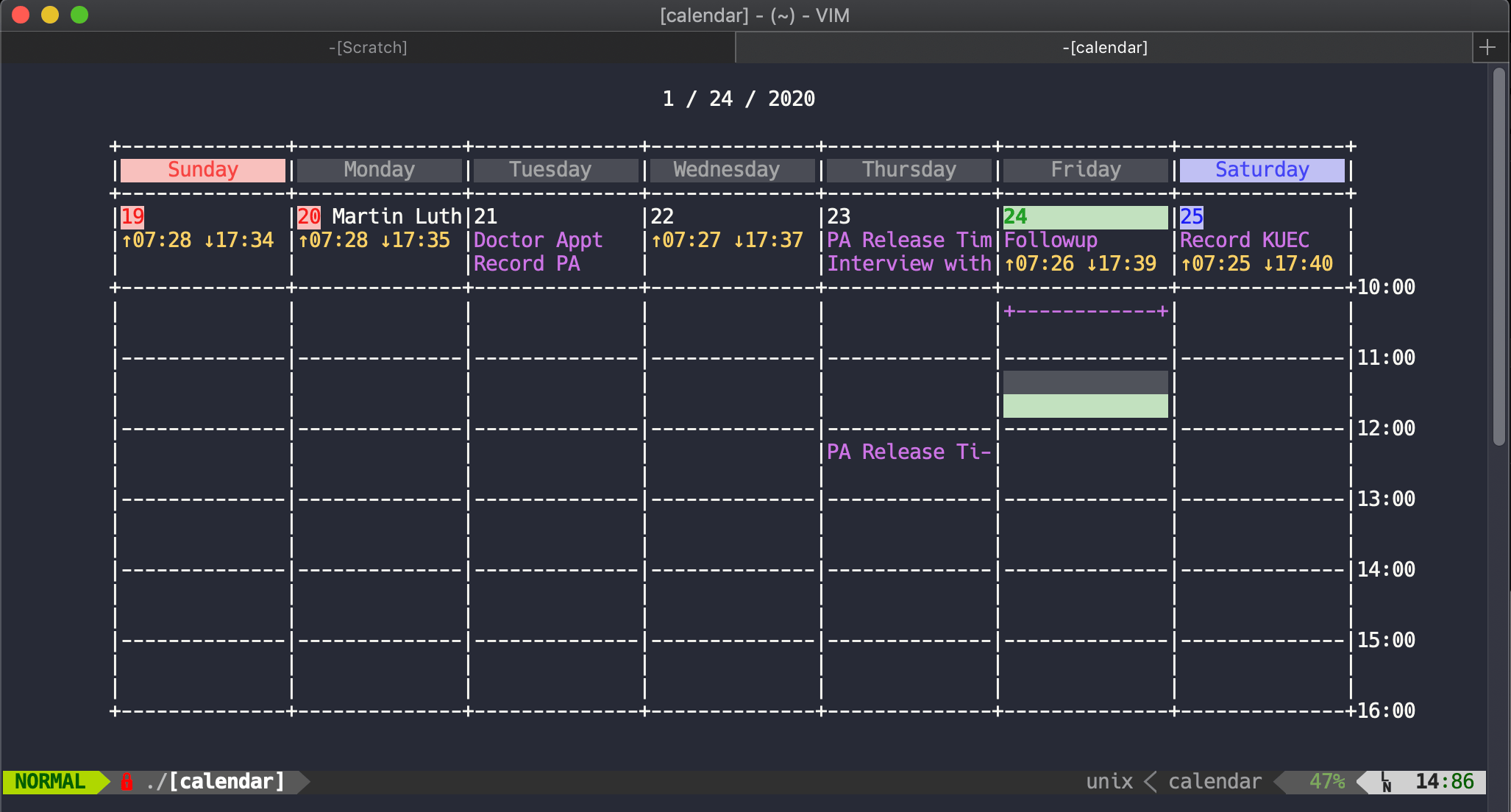 使用 Vim 发送邮件和检查日历