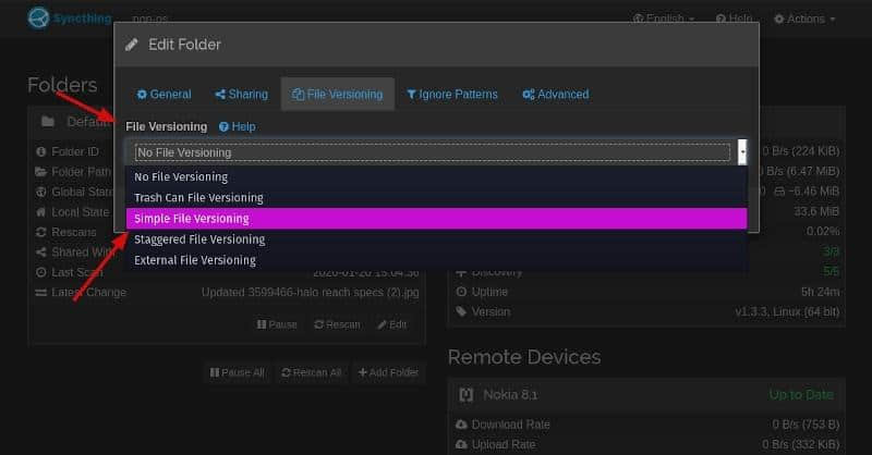 Syncthing File Versioning