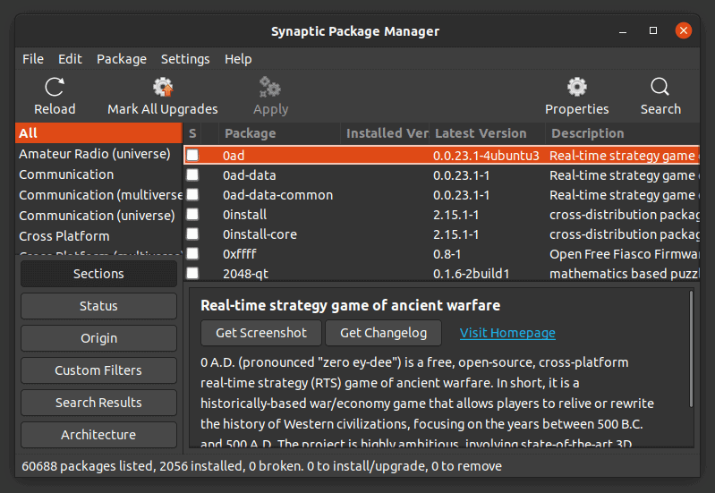 在 Ubuntu 中使用轻量的 Apt 软件包管理器 Synaptic