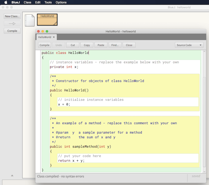 BlueJ IDE screenshot