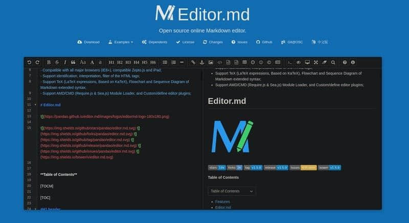 免费开源的在线 Markdown 编辑器