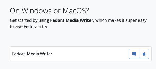 Fedora Media Writer 下载界面