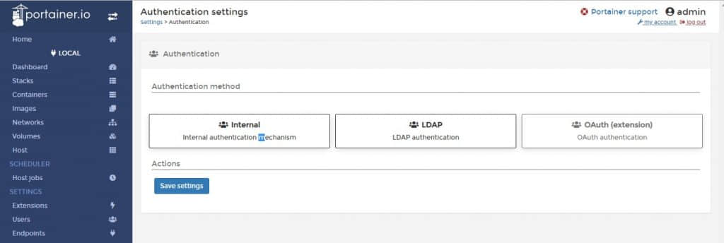 Authentication-Portainer-GUI-Settings