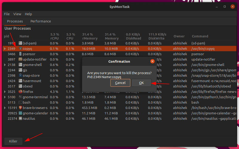 SysMonTask：一个类似于 Windows 任务管理器的 Linux 系统监控器