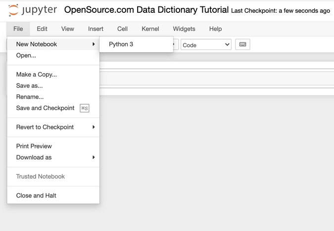 新建 Jupyter 笔记本