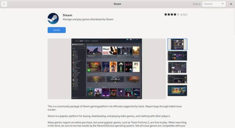 Steam in GNOME Software Center