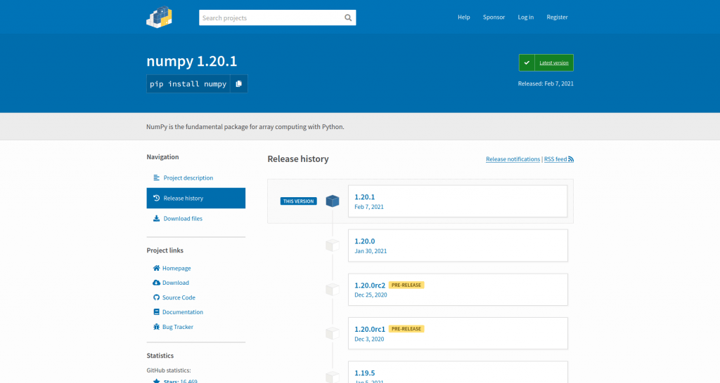 NumPy project page