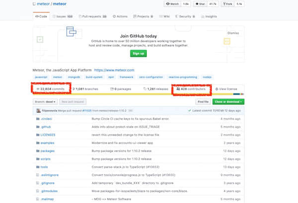 Meteor GitHub page