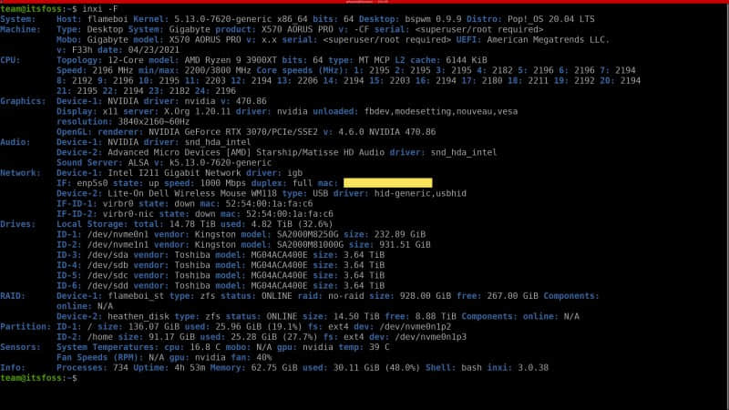 在 Linux 终端使用 inxi 命令获取各种系统信息