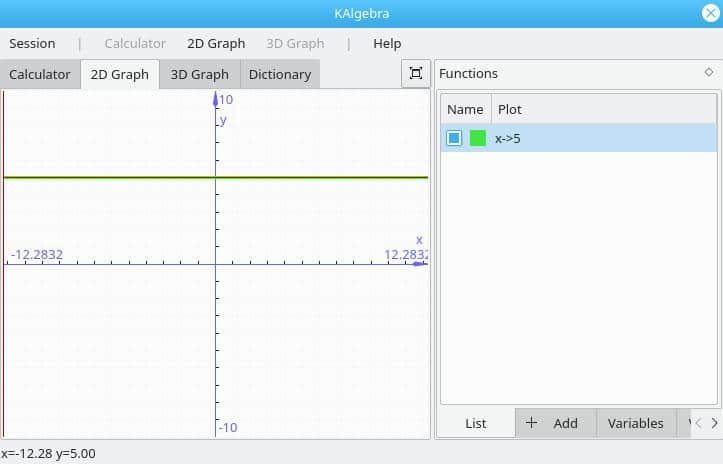 A line in KAlgebra