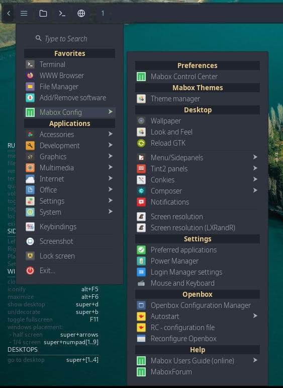 Main Application Menu