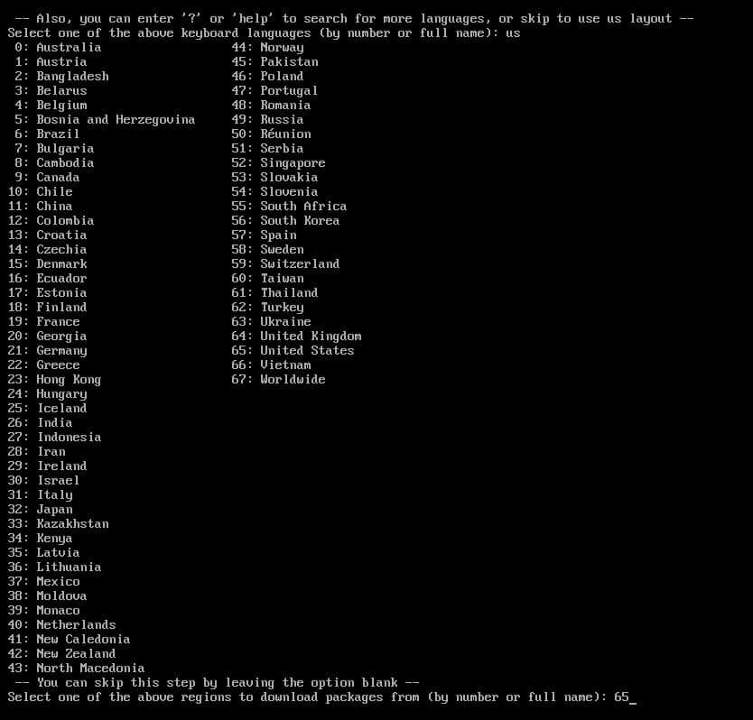 Keyboard Language – archinstall