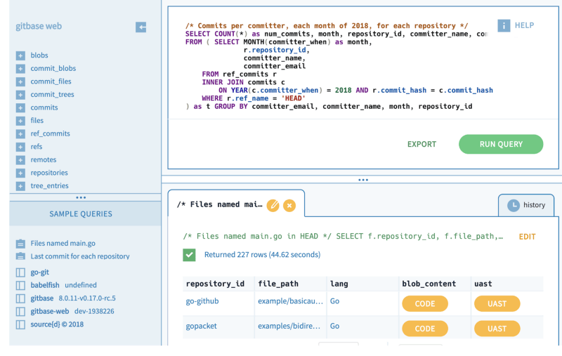 Gitbase：使用 SQL 探索 Git 仓库