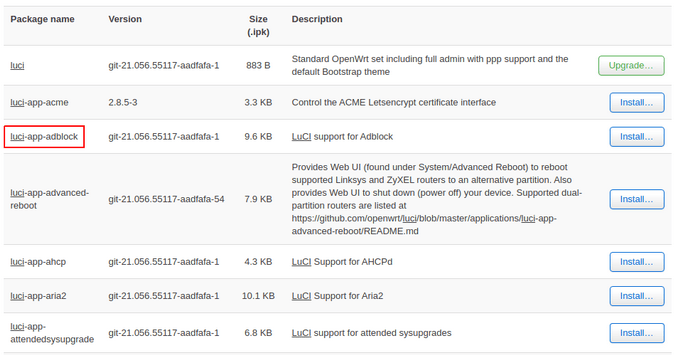 Packages with luci- prefix