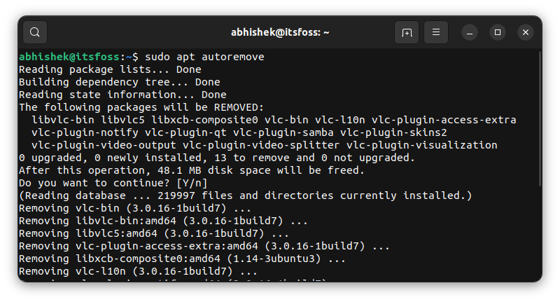 autoremove vlc ubuntu