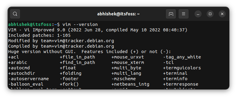 Checking installed Vim version