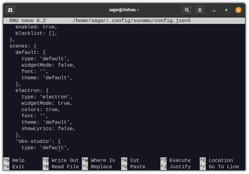 modify config file of sunamu