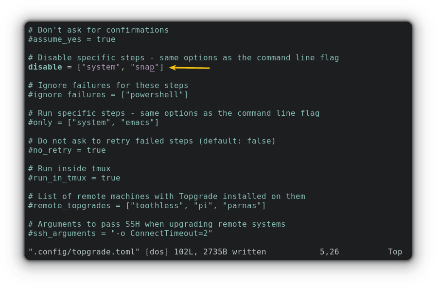 configuring Topgrade