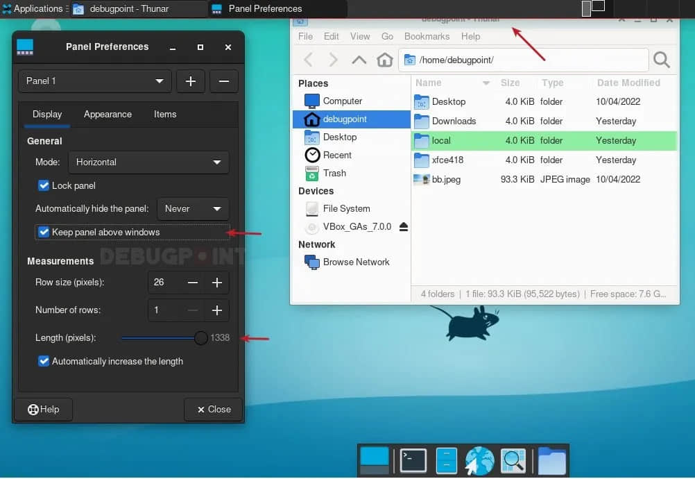 Xfce 4.18 中的面板首选项