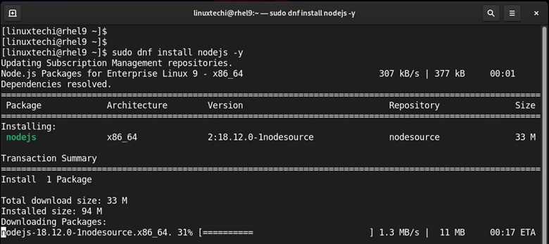 如何在 RHEL 9 上安装 Node.js