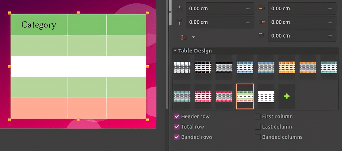 LibreOffice Draw 的新的表格风格设计功能