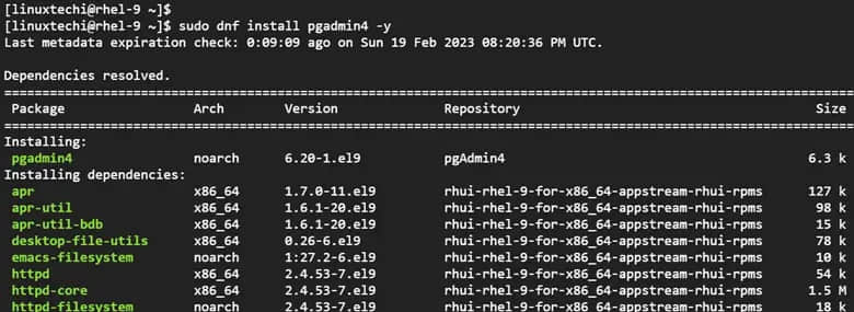 如何在 RHEL 9 上分步安装 PgAdmin4