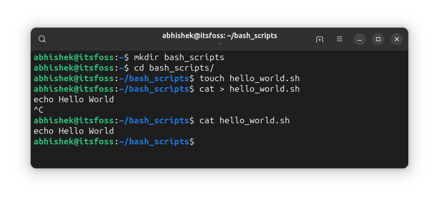 Creating first shell script