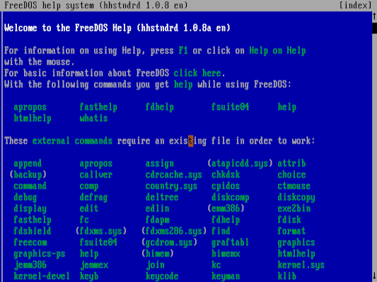 Image of FreeDos help system