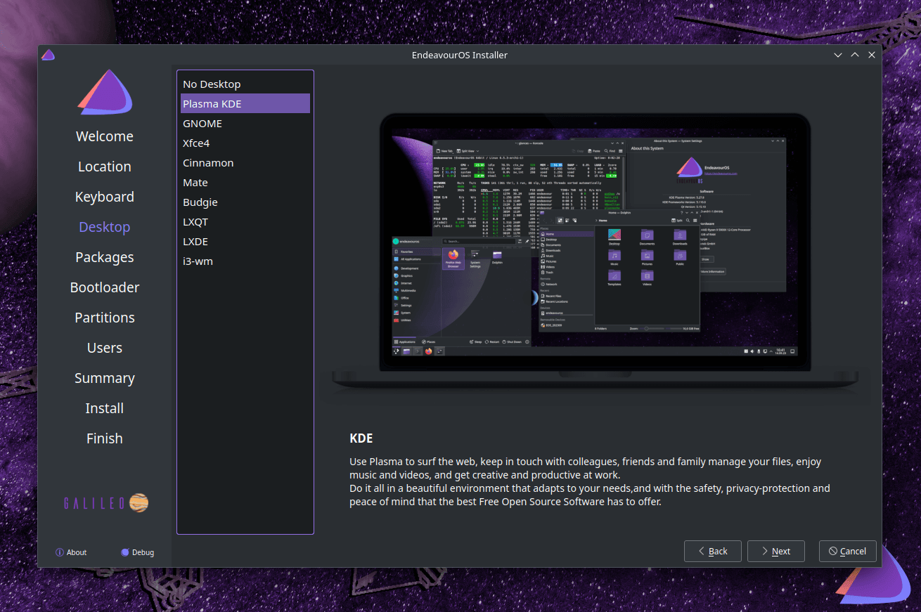 'EndeavourOS Galileo: 离开 Xfce，拥抱 KDE'