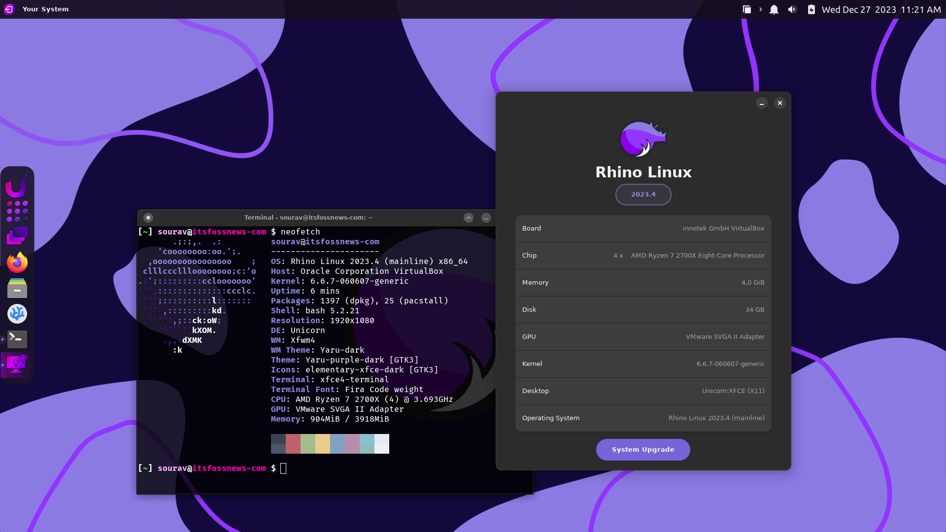 Rhino Linux 2023.4 更新添加自动平铺功能